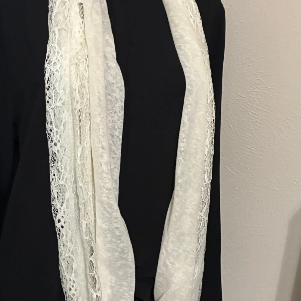 79” Elegant Cream Lace Infinity Scarf. Casual. Dressy. Preppy. Feminine.